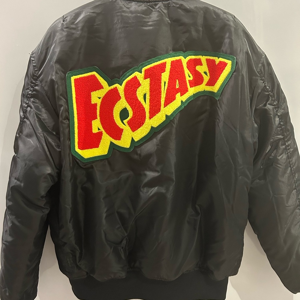 Black Bomber Jacket With Ecstasy Patch - image 1
